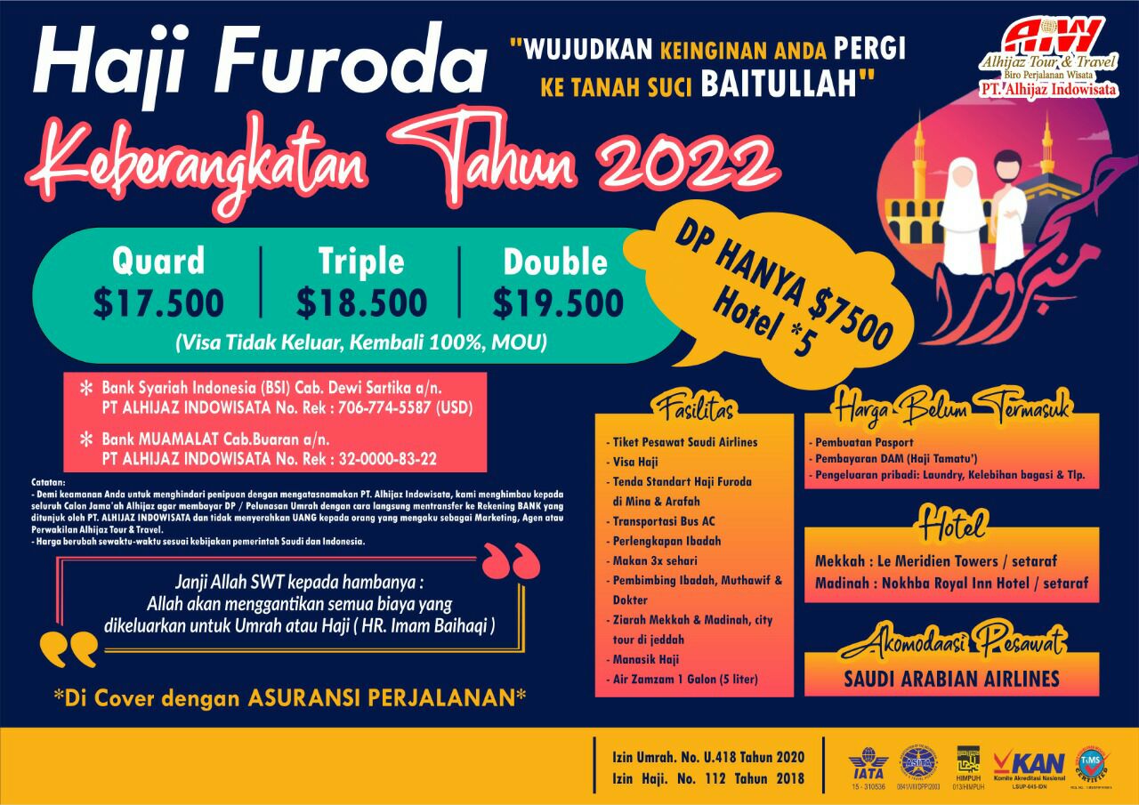 Harga Haji Furoda Plus Januari 2023  Di Temon Wetan Kulon Progo Yogyakarta